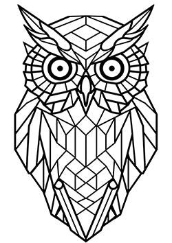 Tattoo template of a geometrically patterned owl design.