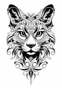 Tattoo template of a stylized tribal tiger design