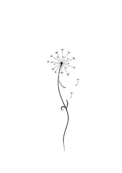 Tattoo template of a dandelion with seeds blowing away