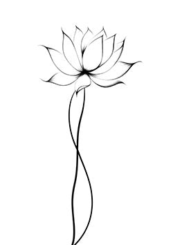 Tattoo template of a stylized lotus flower with delicate lines