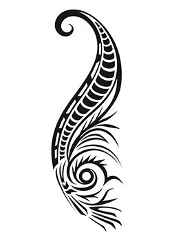 Tattoo template of a Maori koru fern with spirals