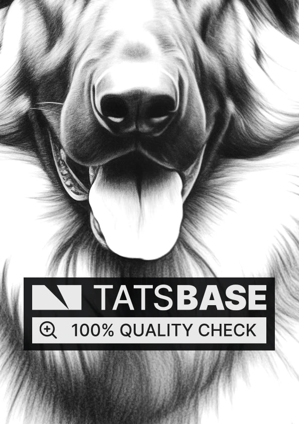 Tattoo template of a realistic German Shepherd dog's face