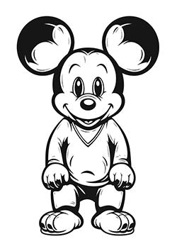 Tattoo template of a cheerful cartoon mouse with large ears