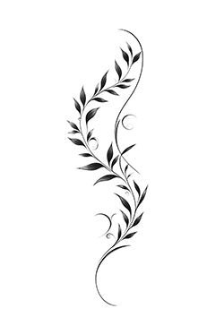 Tattoo template of a swirling floral design with leaves.