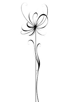 Tattoo template of a stylized elongated flower with swirls