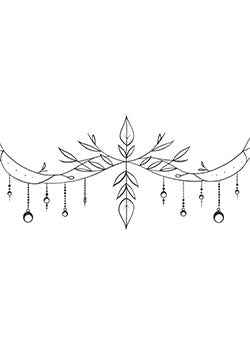 Tattoo template of a garland with leaves and hanging ornaments