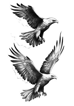 Tattoo template of a majestic eagle in mid-flight capturing freedom and strength