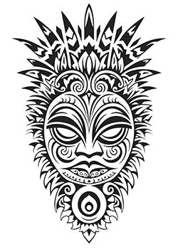 Tattoo template of a tribal sun mask design