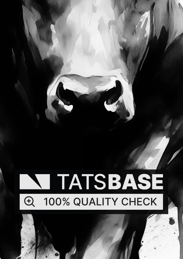 Tattoo template of an inky bull with smoke effects