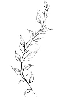 Tattoo template of a curving botanical sprig design