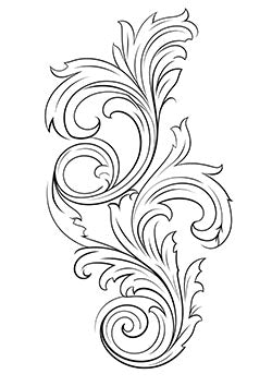 Tattoo template of an ornate baroque leaf pattern