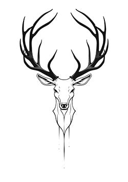 Tattoo template of a graceful deer with expansive antlers