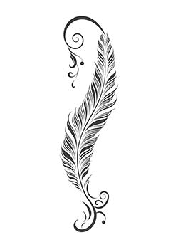 Tattoo template of a detailed and elegant feather design