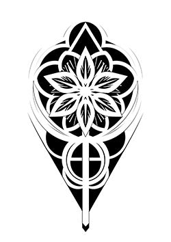 Tattoo template of a symmetric floral mandala design