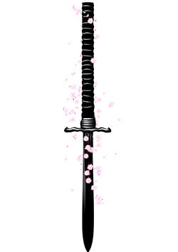 Tattoo template of a sword with cherry blossoms