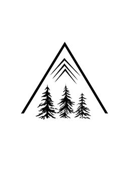 Tattoo template of a serene pine forest within a triangle