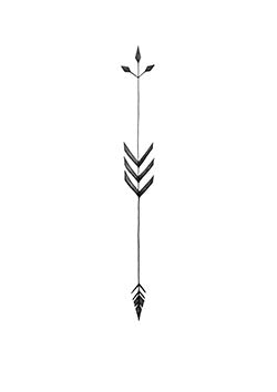 Tattoo template of a stylized arrow with geometric feathers