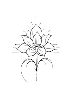 Tattoo template of a detailed lotus flower, symbolizing purity and enlightenment