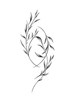 Tattoo template of a swirling floral branch design