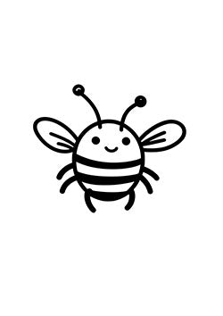 Tattoo template of a smiling cartoon bee