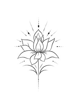 Tattoo template of a lotus flower with fine linework and delicate accents