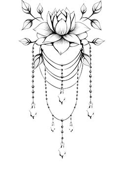 Tattoo template of a lotus and gemstone design