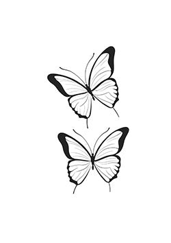 Tattoo template of two detailed butterflies symbolizing transformation