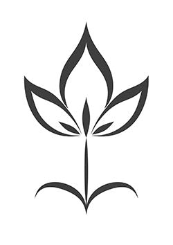 Tattoo template of a minimalist black floral design symbolizing growth and purity