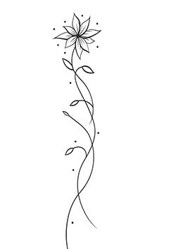 Tattoo template of a delicate floral design with cascading bloom and flowing vines