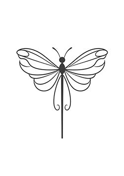 Tattoo template of a symmetrical butterfly with detailed wings