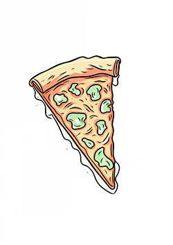 Tattoo template of a slice of pizza with green toppings