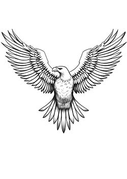 Tattoo template of a soaring eagle with wings fully extended