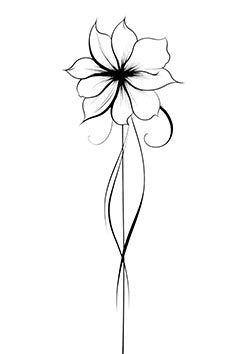 Tattoo template of a symmetrical floral design with a delicate stem