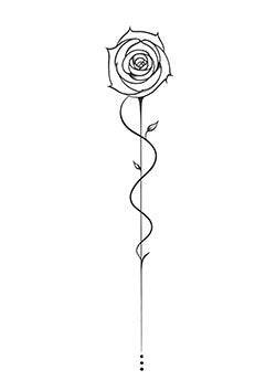 Tattoo template of a stylized rose with a twisted stem