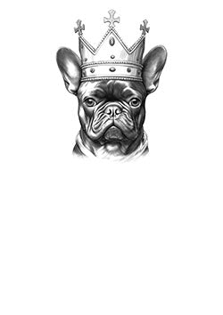 Tattoo template of a French Bulldog wearing a crown