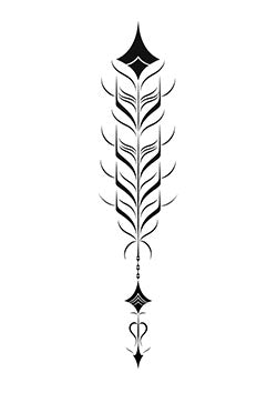 Tattoo template of a symmetrical tribal feather design