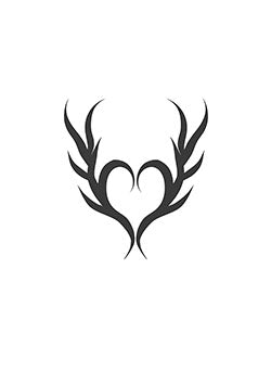 Tattoo template of a heart combined with antlers design