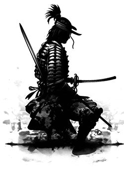 Tattoo template of a seated samurai with sword