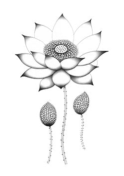 Tattoo template of a stylized dotwork lotus flower