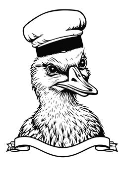 Tattoo template of a sailor bird in a captain's hat encapsulating adventure and seafaring spirit