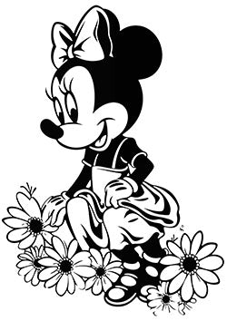 Tattoo template of a cartoon mouse with daisies