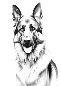 Tattoo template of a detailed German Shepherd face