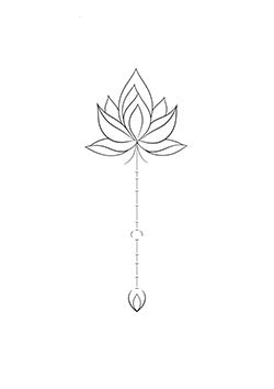 Tattoo template of a symmetrical lotus design with a charm