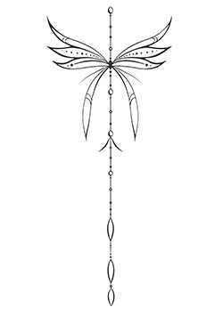 Tattoo template of a dragonfly with minimalistic linework symbolizing freedom and elegance