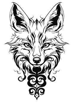 Tattoo template of a stylized tribal fox face