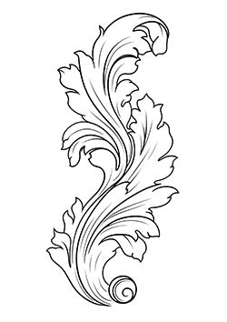 Tattoo template of an acanthus leaf design