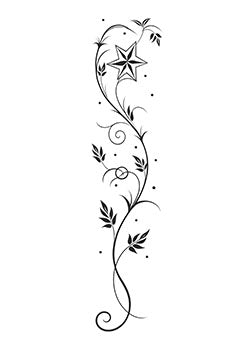 Tattoo template of a star with vines and leaves design