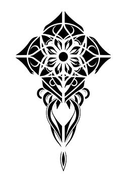 Tattoo template of a symmetrical floral mandala design