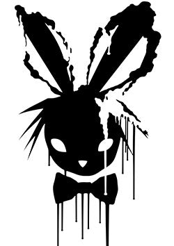 Tattoo template of a rabbit with dripping ink effects in a stylized and abstract manner