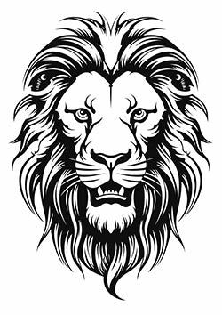 Tattoo template of a regal lion with a commanding presence